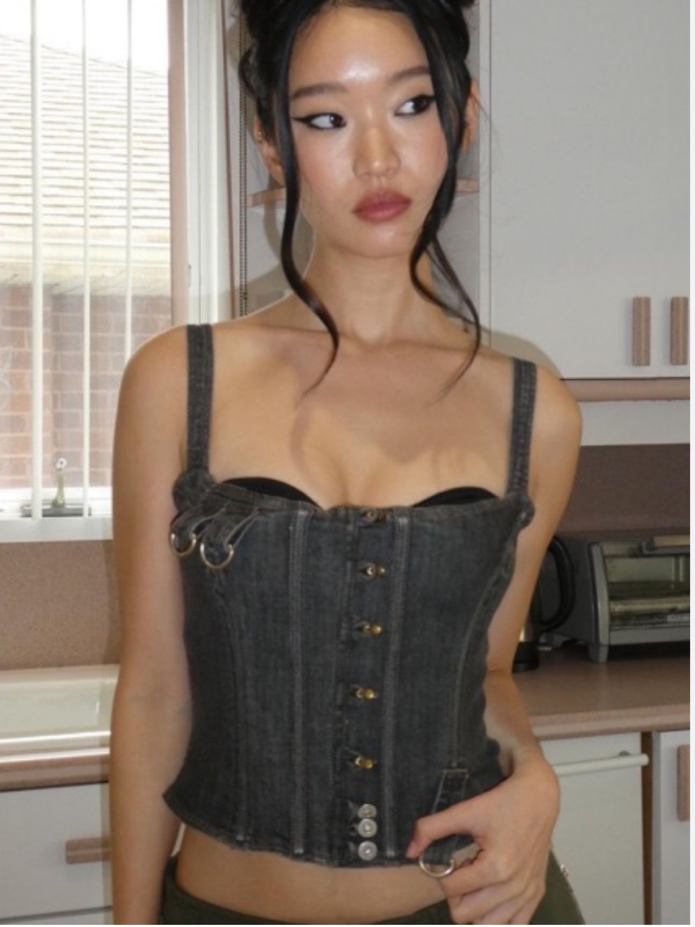 With Jean Romy Corset Top Washed Black XS